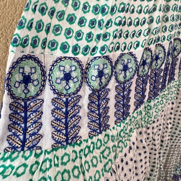 Tuckernuck Oliphant Strappy Maxi Dress Astrid Size XXS White Blue Embroidered - Picture 5 of 16